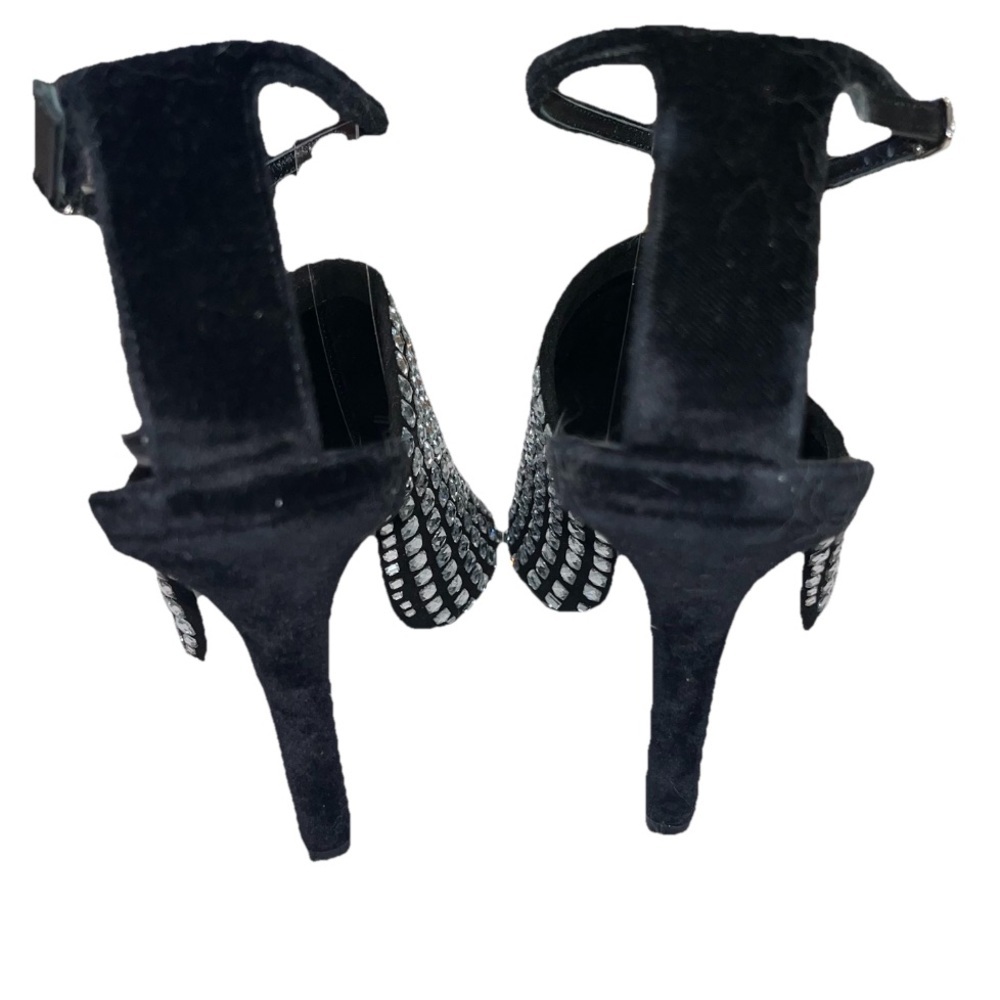 BURBERRY Ivy Velvet Rhinestone Sandals Black Ankle Strap Heels EU39/39.5 US9 ⚪️ - Picture 12 of 16